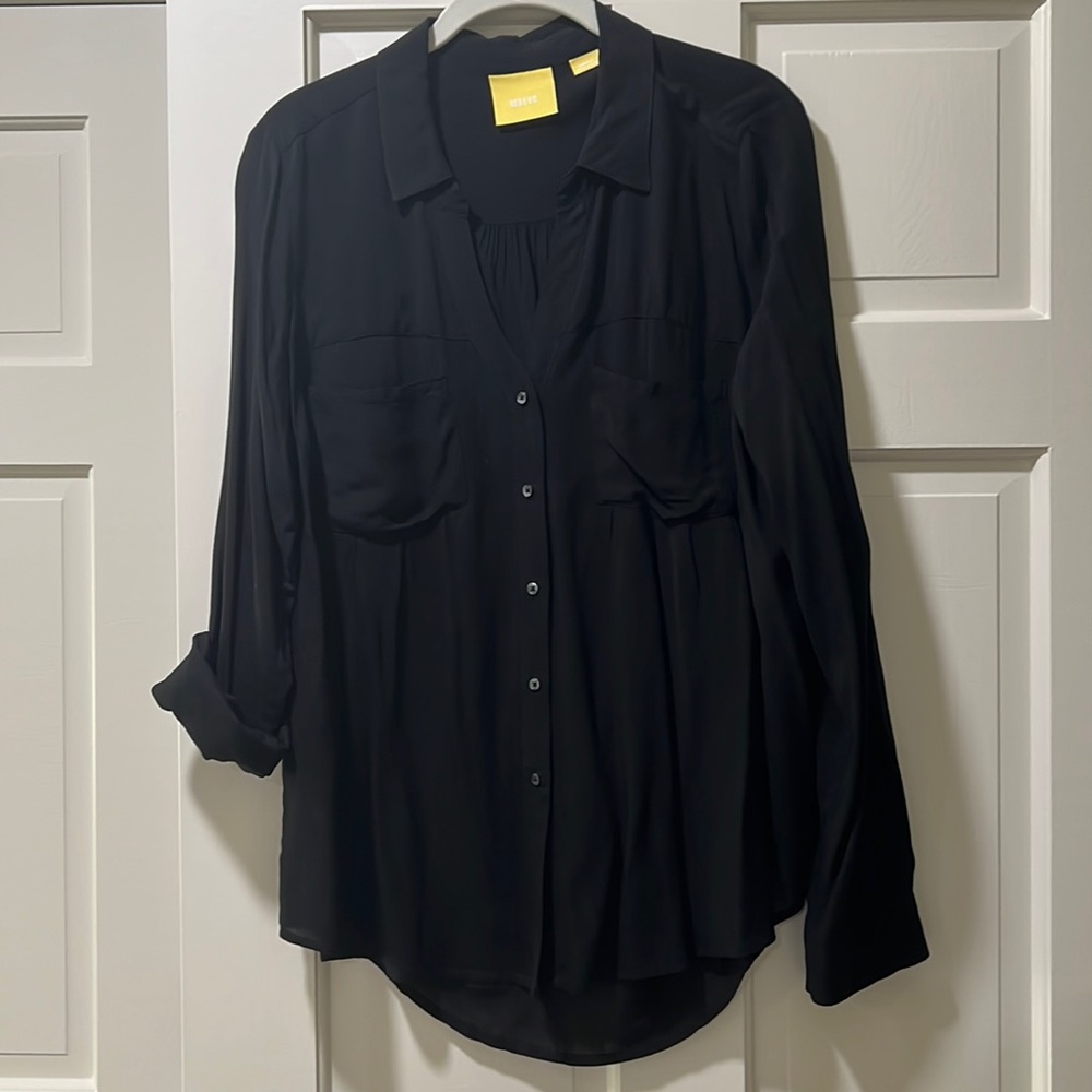 Maeve long sleeve black blouse